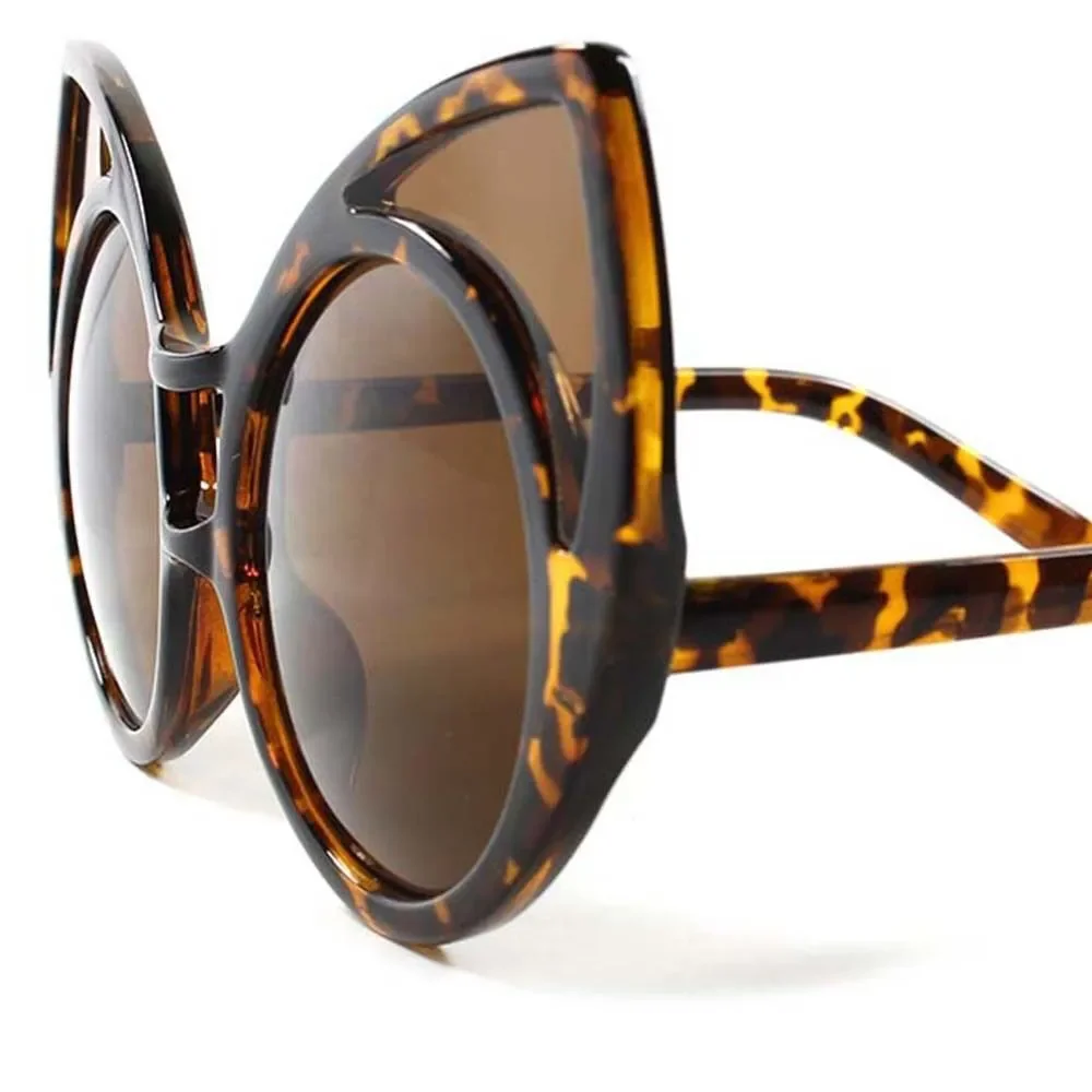 Retro Old Fashioned Party Funky Oversized Pointy Cat Eye Tortoise Sunglasses